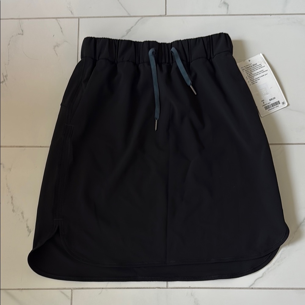 Black Athletic Skirt with Drawstring